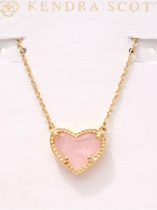 Kendra Scott Jewelry - Kendra Scott Gold Heart Necklace with Pink Stone